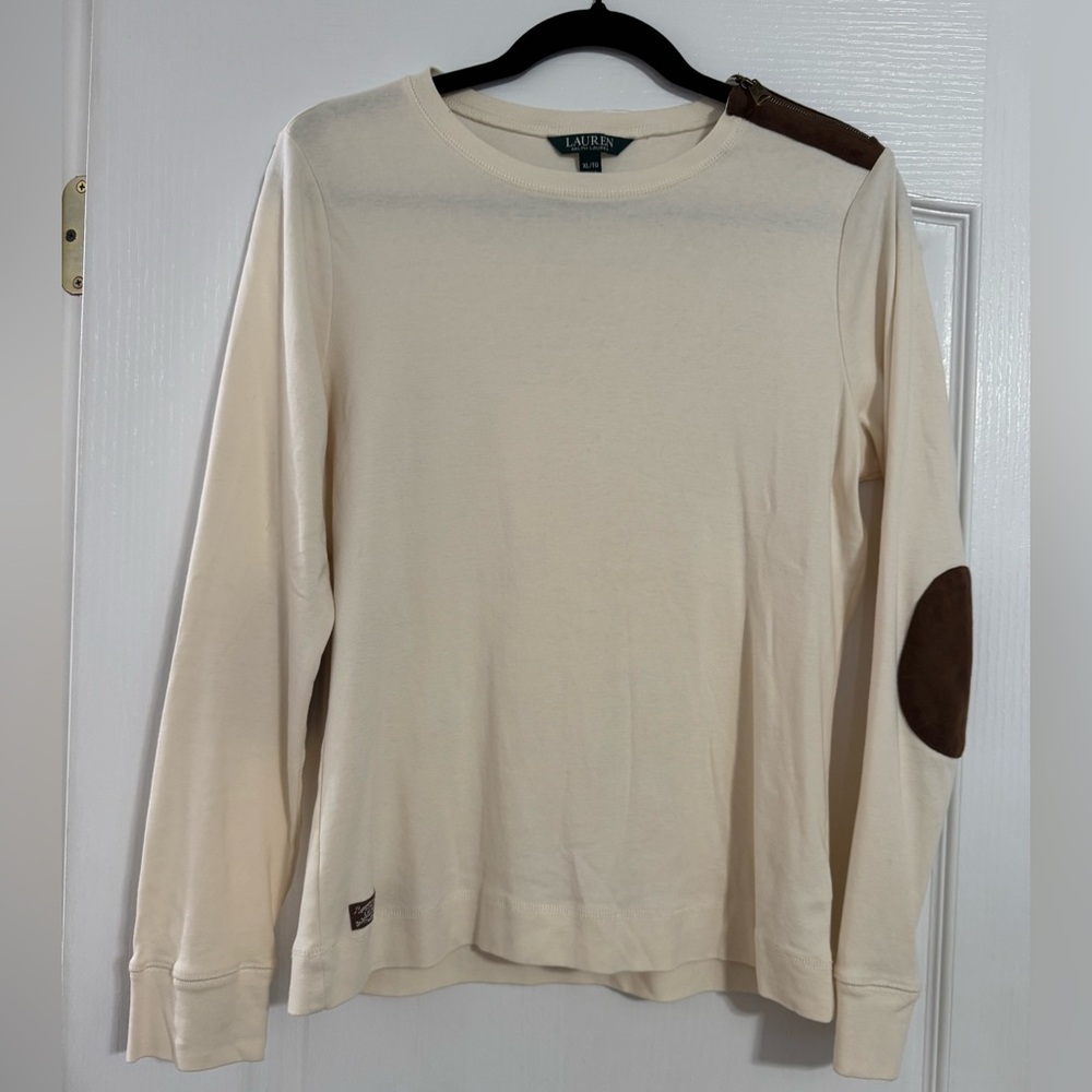 Ralph Lauren Long Sleeve Tee with Suede Elbows